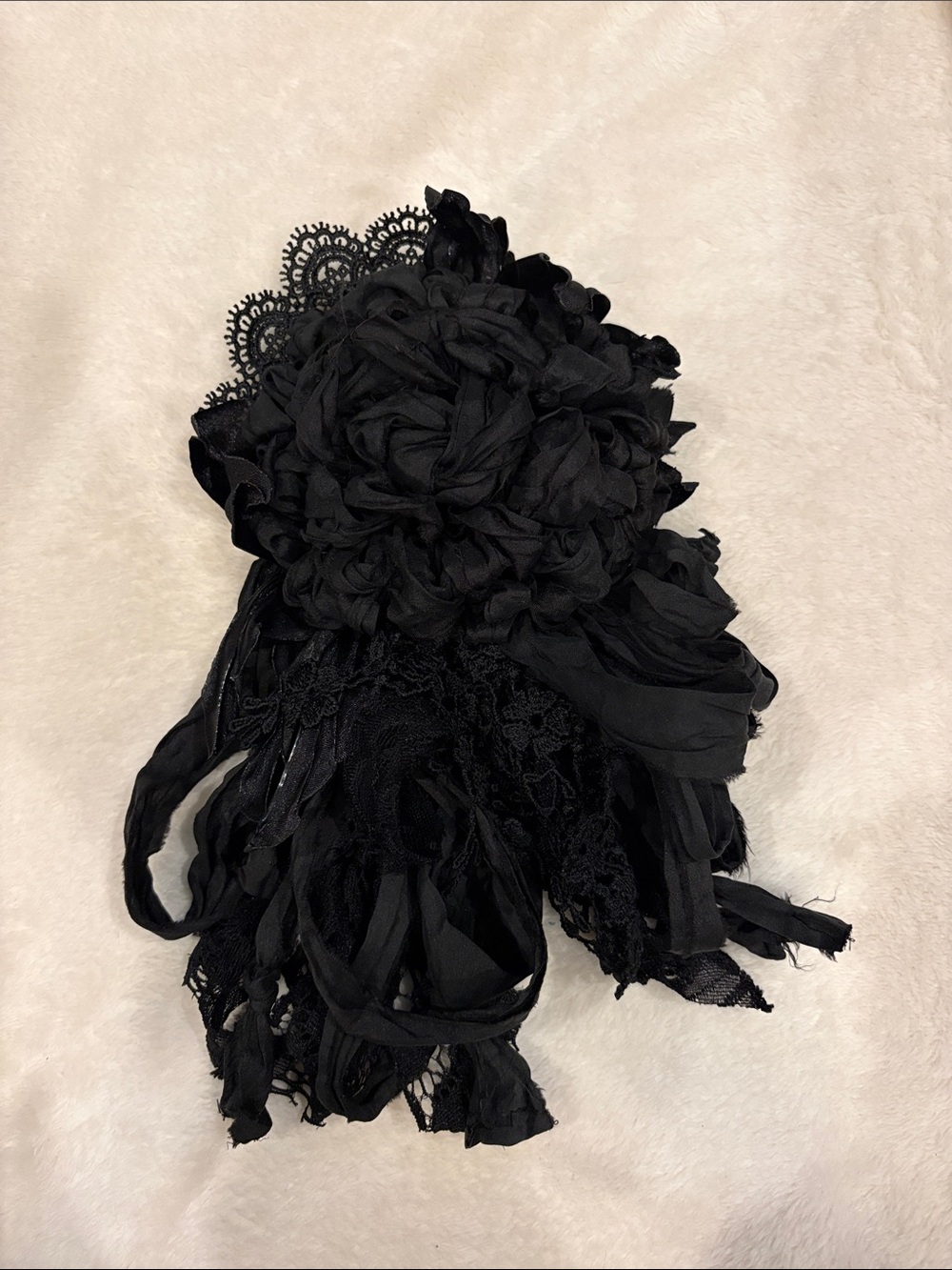 Solid Black Floral Lace Flower Brooch Pin Clothing Accessory